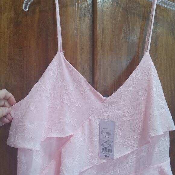 NWT Wild Fable Blush Pink Ruffle Embossed Floral Midi Dress Plus Size 2x Fairy - Picture 7 of 16